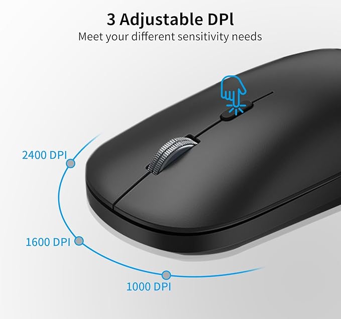 Wireless Keyboard and Mouse Combo, Full Size Computer Keyboard and 2400DPI Silent Optical Mouse with 2.4Ghz Dongle, Invisible Light Design, X Type Scissor Keys, for Computer, Laptop, PC, Mac, Windows
