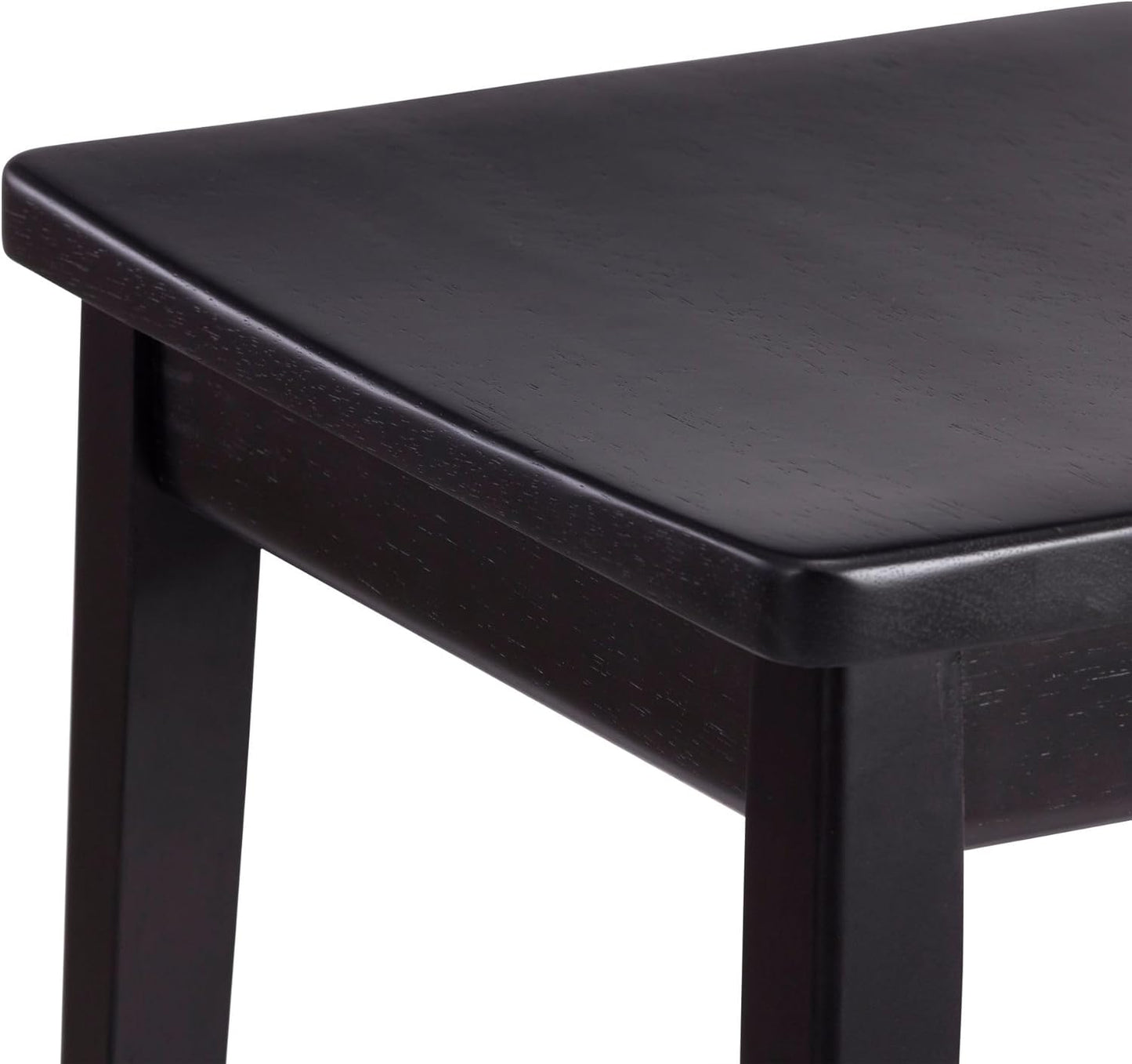 Plank+Beam Smythe Dining Stool, 18" Vanity Stools, Set of 2, Sturdy Wood Modern Kitchen Stool, Saddle Seat Backless Chair, Metal Footrest, Black