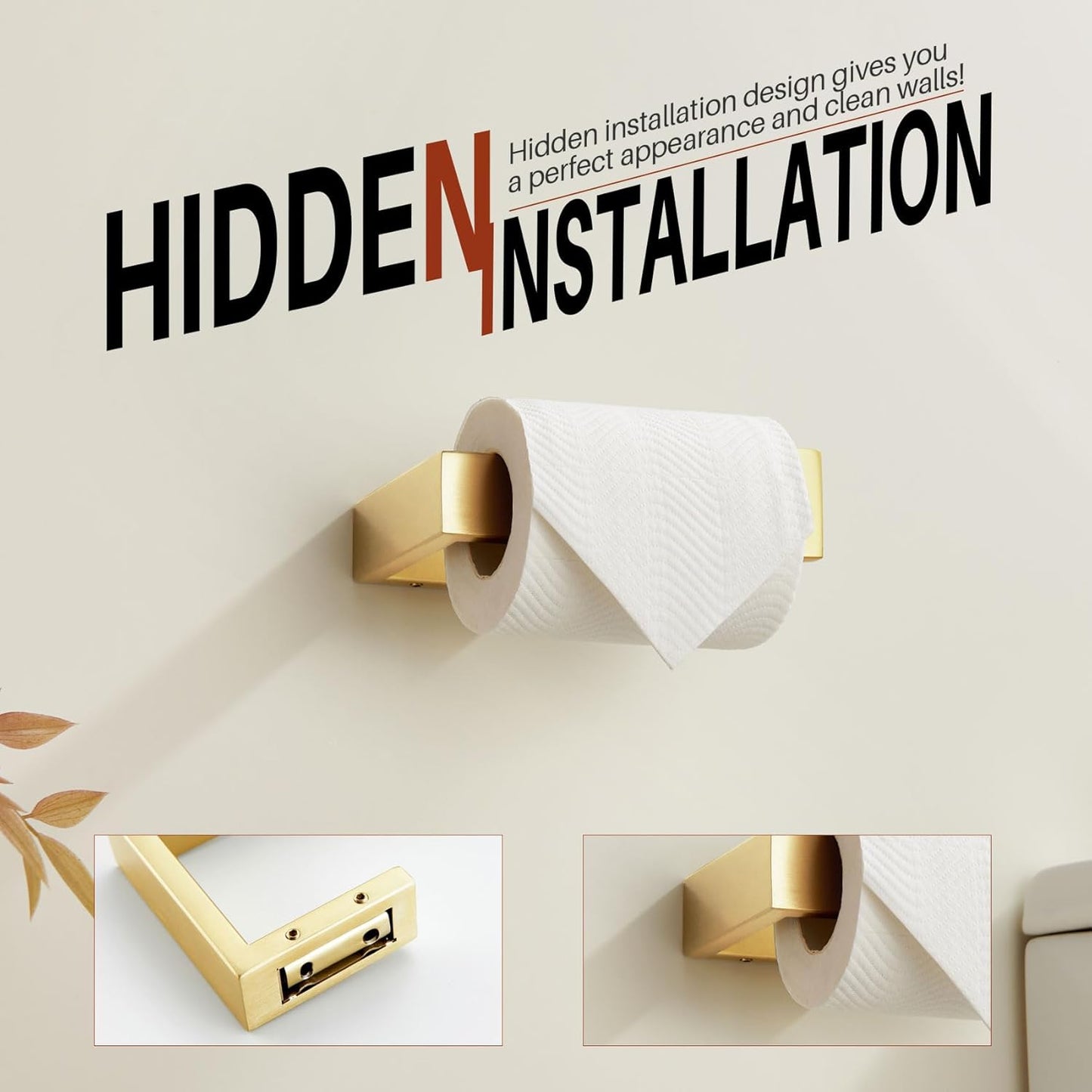 KOKOSIRI Toilet Paper Holder Gold Tissue Paper Dispenser for Kitchen Bathroom Washroom Toilet Roll Holder Wall Mounted Stainless Steel B2009BG