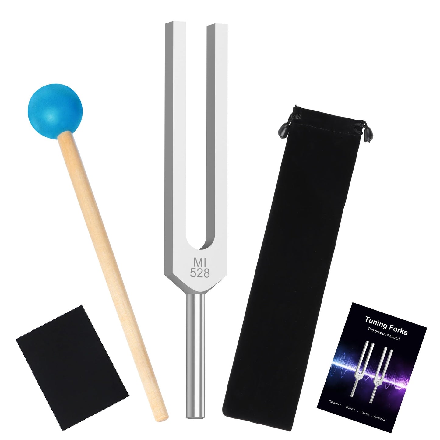 DiDiBirDi 528Hz Tuning Fork,Aluminum Alloy material with Silicone Hammer and Storage Bag,Suitable for Yoga, Chakra Balance,Relax