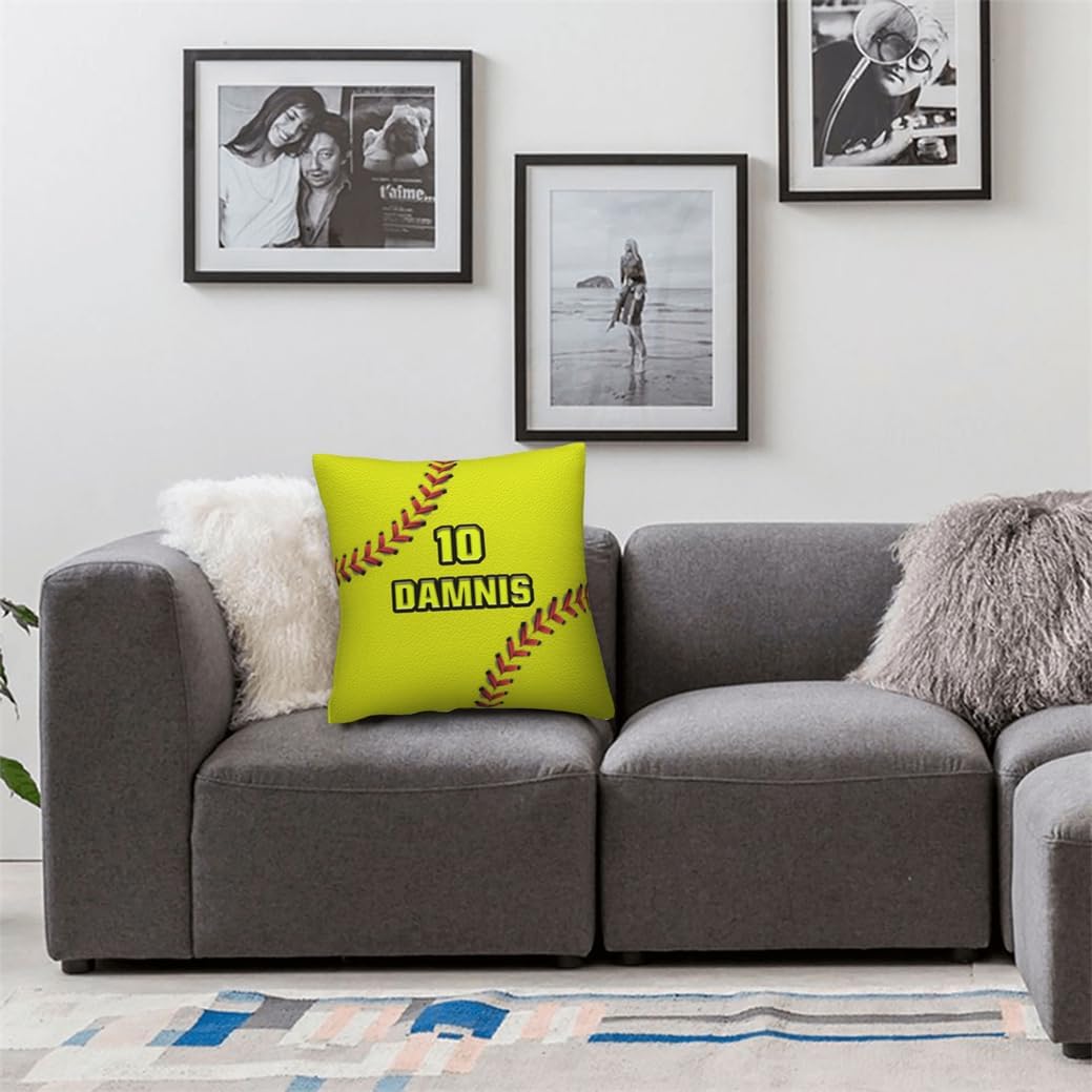 Personalized Name Sport Enthusiast Pillowcase Custom Ball Sport Themed Baseball Throw Pillowcase Customized Sports Themed Funny Throw Pillow Cover Baseball Lovers Home Decor Gift for Sofa Bedding