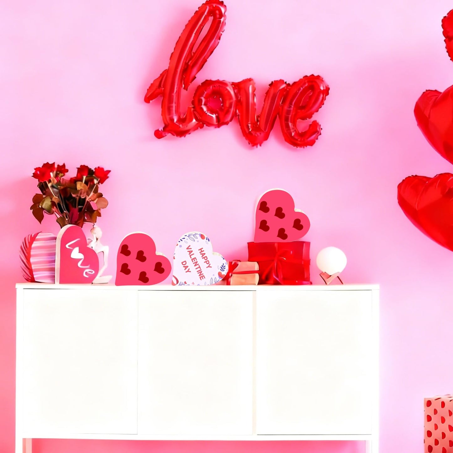 6 Pcs Wooden Blank Cutouts Unfinished Thick Shaped Table Wooden Signs Wood Blocks to Paint for DIY Crafts Holiday Home Tiered Tray Party Decorations Gift Making (Heart)