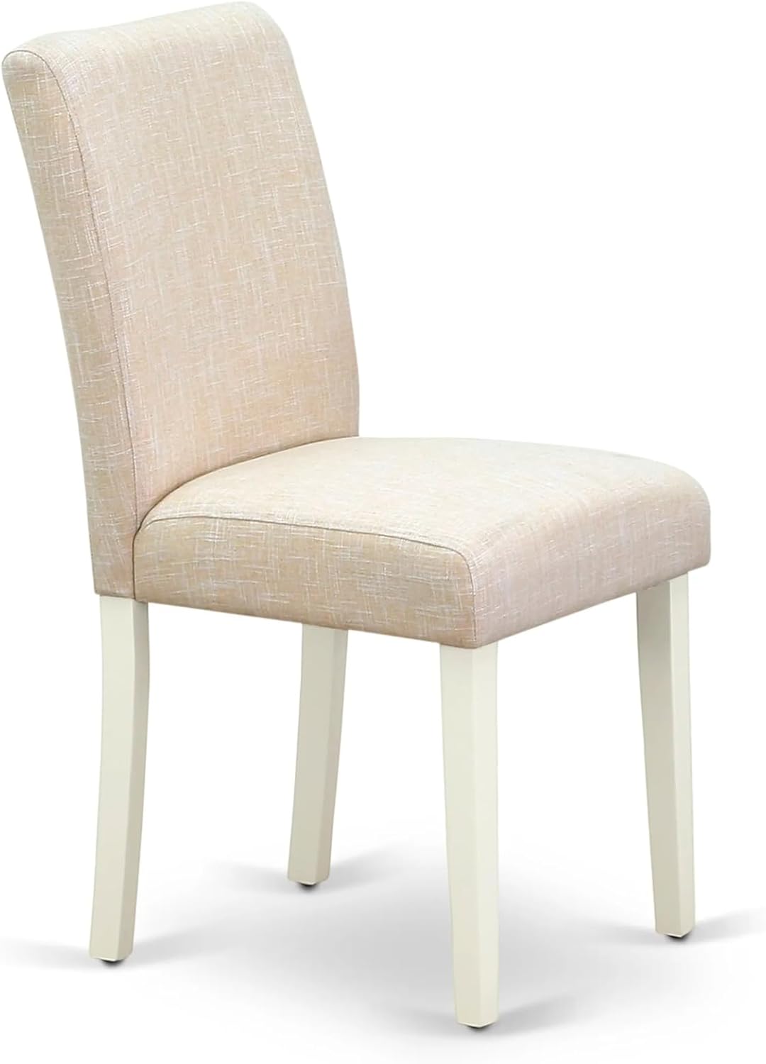East West Furniture ANAB5-LWH-02 5 Piece Dining Table Set for 4 Includes a Round Kitchen Table with Pedestal and 4 Light Beige Linen Fabric Upholstered Chairs, 36x36 Inch, Linen White