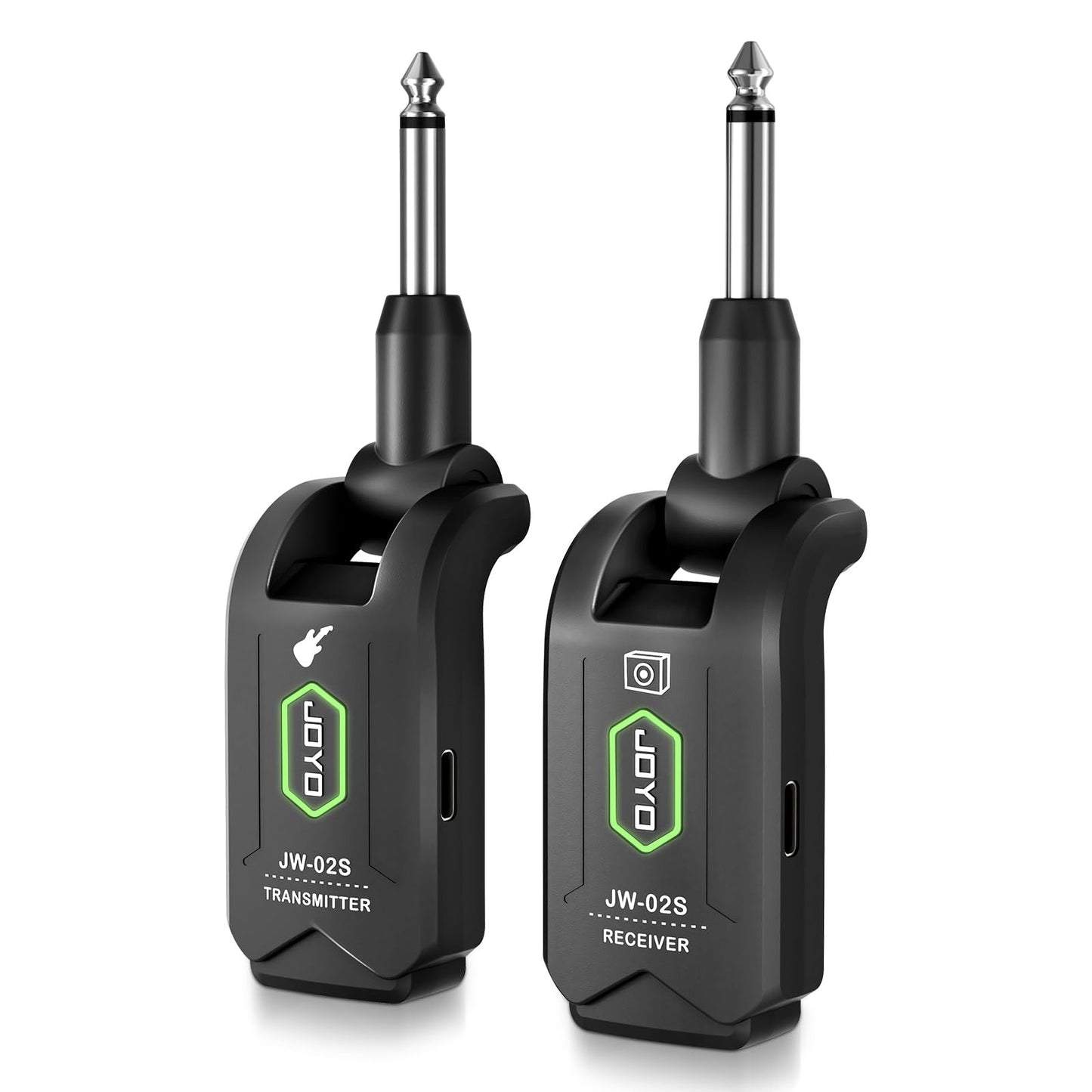 JOYO 5.8GHz Wireless Guitar System Wireless Guitar Transmitter Receiver Rechargeable Audio with 4 Signal Channels for Electric G