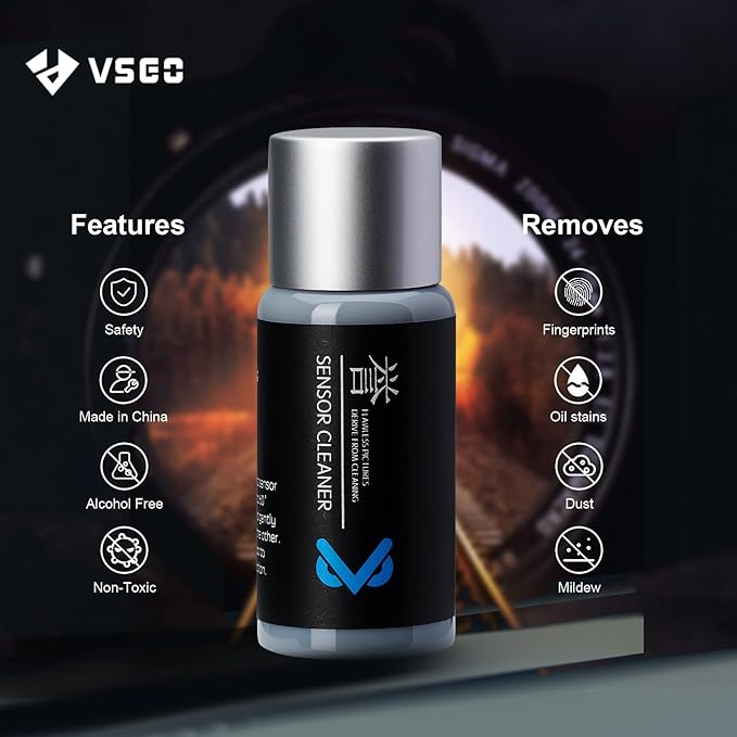 VSGO VS-S03E Full Frame Sensor Cleaning Kit, 12pcs Sensor Swabs & 10ml Cleaner, Compatible with Sony, Nikon, Canon FF CCD CMOS