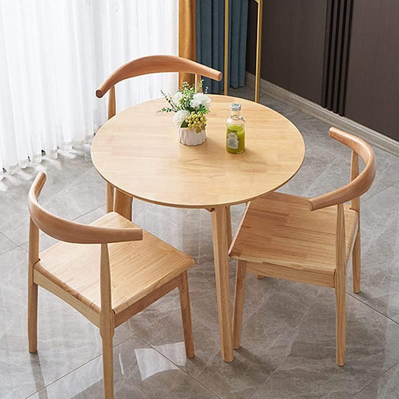 Simplicity Solid Wood Dining Table, Round for 2, 24 Inches Coffee Table, Wood Furniture for Small Space, Natural Wood