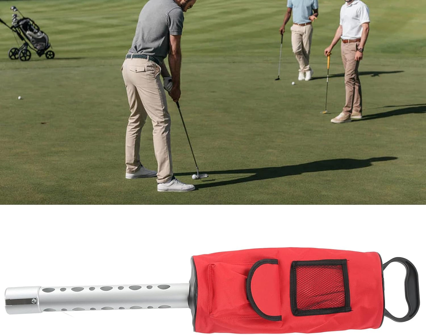 Golf Ball Retriever, Large Capacity Shag Bag with Aluminum Alloy Tube, Portable Golf Ball Shagger for Indoor Outdoor Course