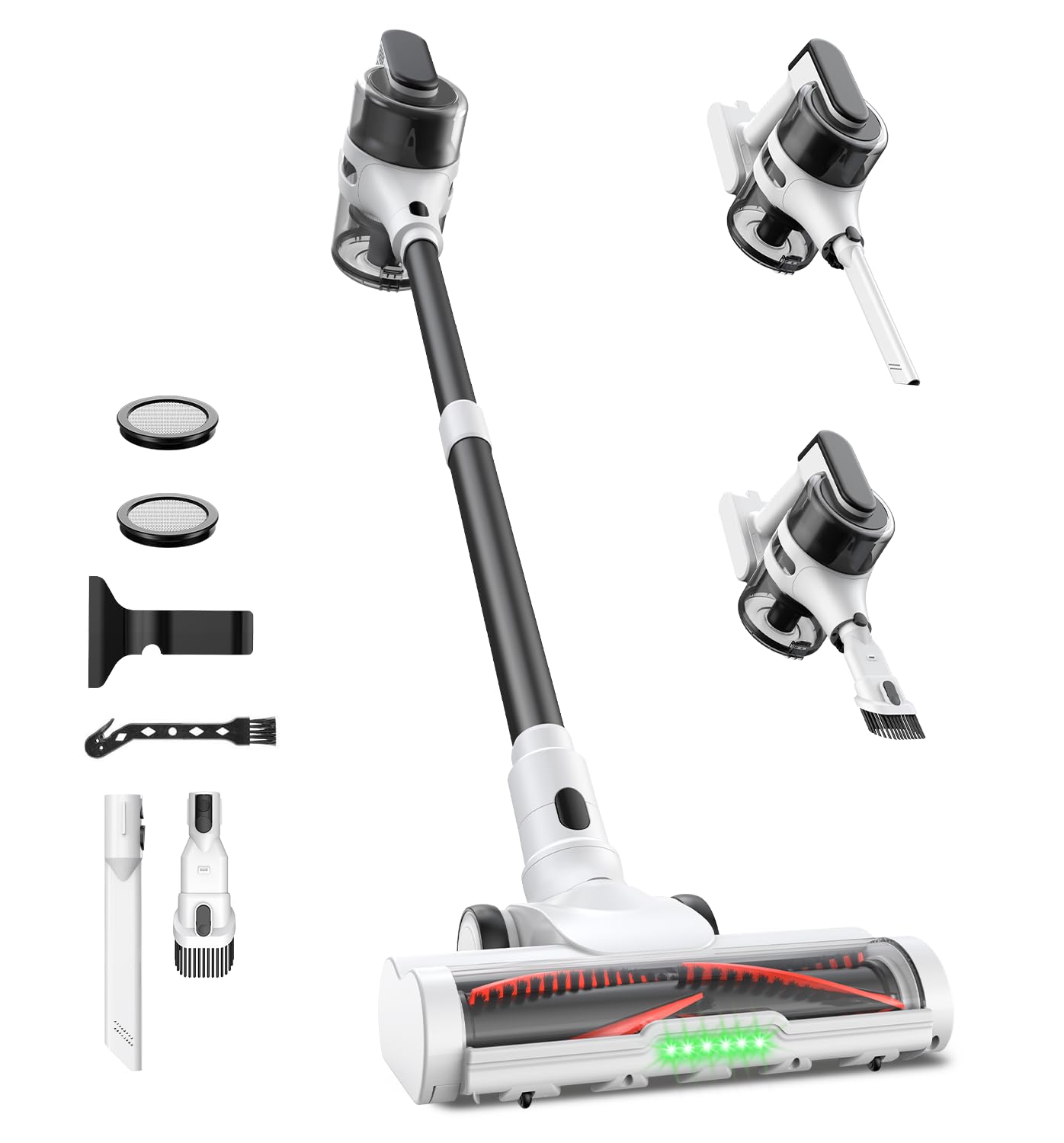Maircle Cordless Stick Vacuum Cleaner for Home, Lightweight Rechargeable Vacuum with 55min Runtime, Powerful Suction, Green LED