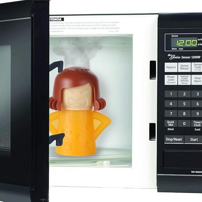 Angry Mama Microwave Cleaner Angry Mom Microwave Oven Steam Cleaner and Disinfects With Vinegar and Water for Kitchens, Steamer Cleaning Equipment Cleans the Crud in Minutes (Yellow)