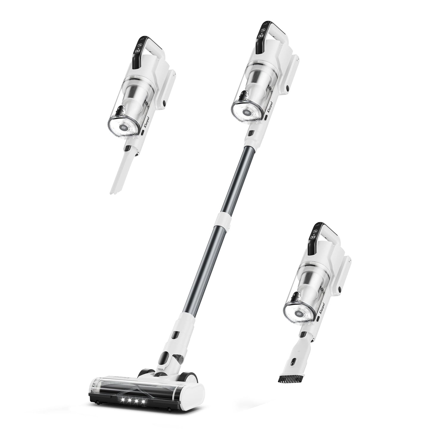 Klarpul Cordless Vacuum Cleaner 600W 50KPA 70Mins Runtime Touch Screen White KL001