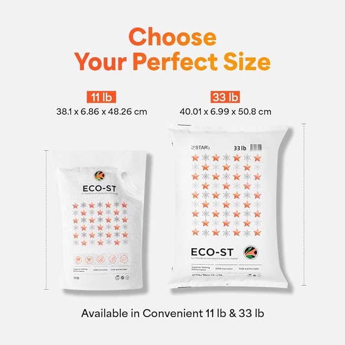 Eco-St Ice Melt Safe For Concrete - Fast Acting - Pet Safe Anti-Corrosion Snow Melt - Effective at -30℉ (33lb)