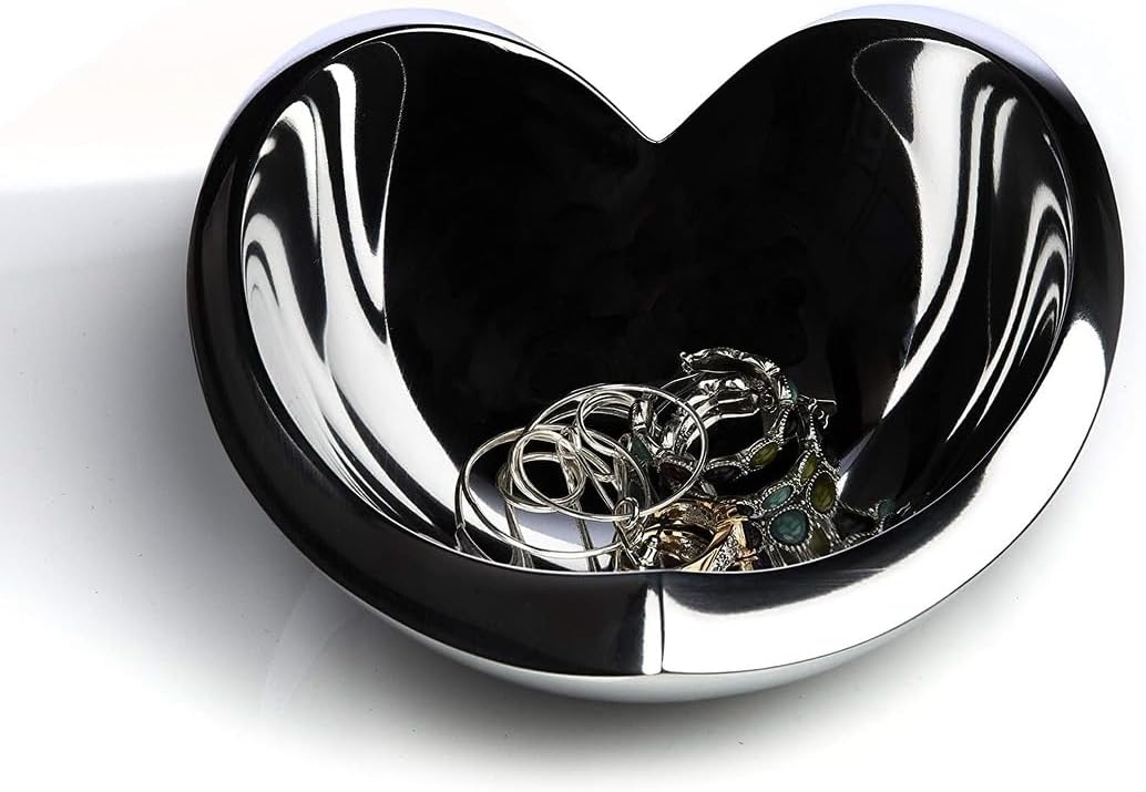 Nambe Alloy Classic Heart Bowl, Heart Shaped Modern Design, For Wedding, Anniversary, Valentine’s Day, Love Bowl, 8.5-Inch