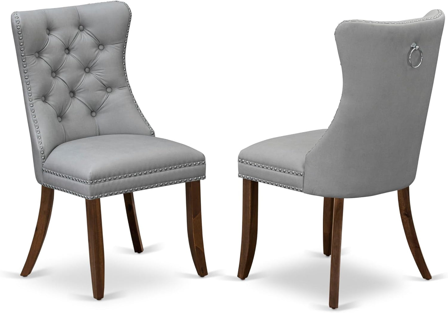 East West Furniture ANDA5-AWA-27 5 Piece Kitchen Table & Chairs Set Includes a Round Dining Table with Pedestal and 4 Polyester Fabric Upholstered Chairs, 36x36 Inch, Antique Walnut