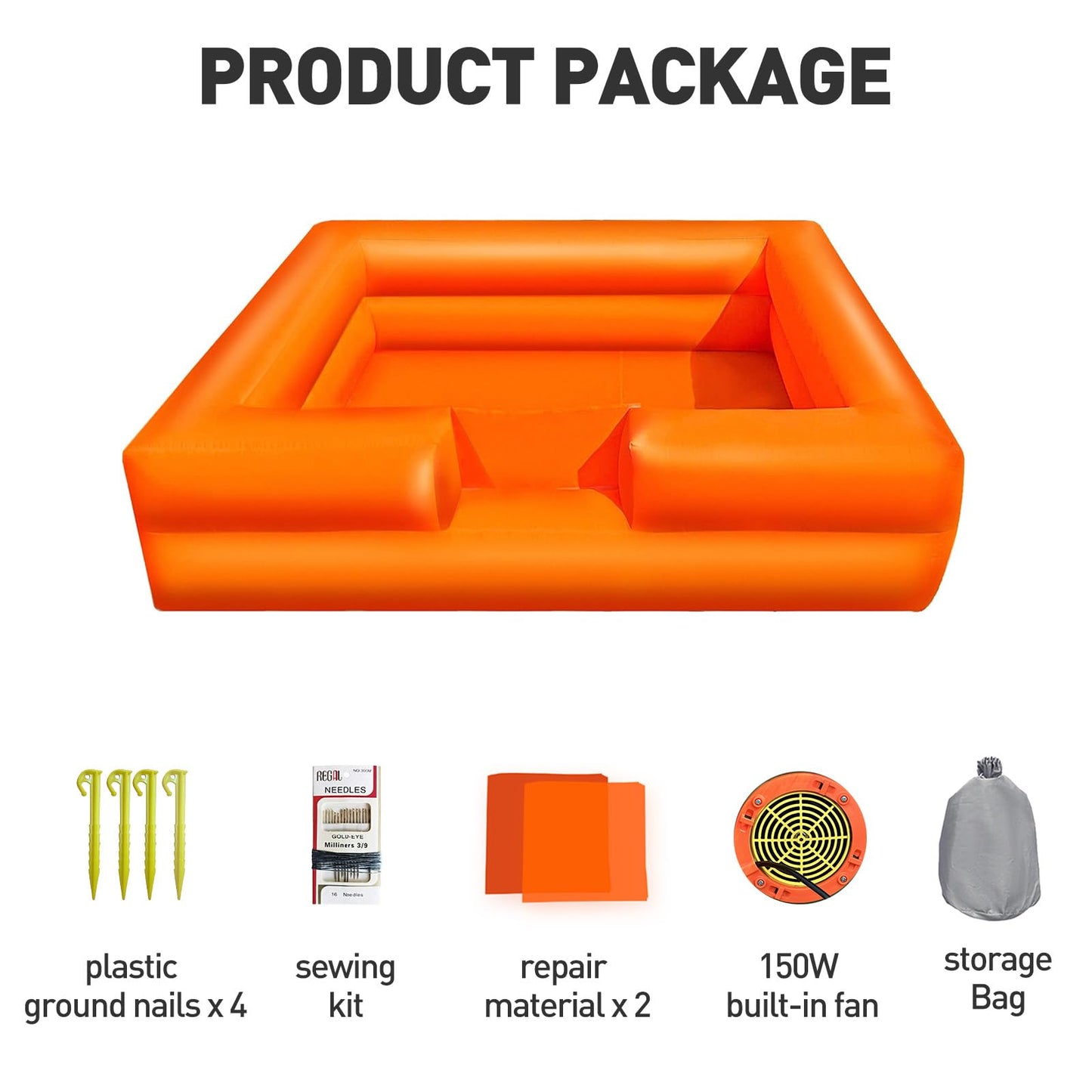 WARSUN Foam Ball Pit 10x10Ft with Built-in Fan Ball Pit Inflatable for Kids Toddlers, Hours of Fun Activity(Organe)