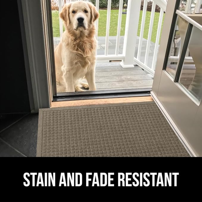 GORILLA GRIP Front Door Mat, 47x35, Indoor Outdoor Ultra Absorbent HydroAbsorb Doormat, Absorbs Up to 6 Cups of Water, Stain and Fade Resistant, Rubber Backing Doormats, Captures Dirt, Beige
