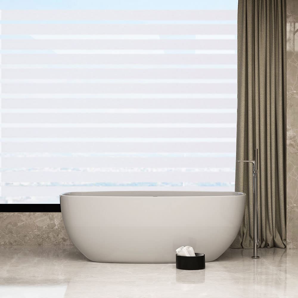2/4 Stripe Frosted Window Film, Privacy Glass Window Sticker, Vinyl Decorative Window Decals, UV Protection Static Clings No-Glue Removable Window Film for Home Office Meeting Room(35.4 x 78.7 inch)