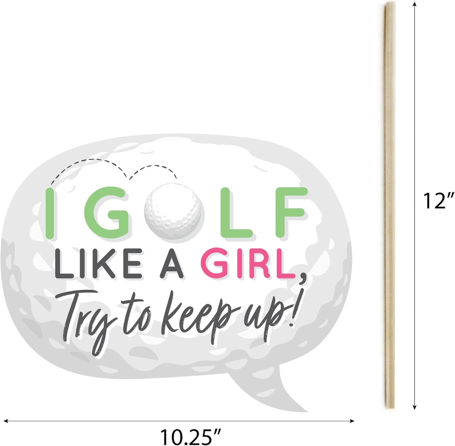 Big Dot of Happiness Custom Golf Girl - Photo Booth Props - Personalized Pink Birthday Party or Baby Shower Supplies - 20 Selfie Props