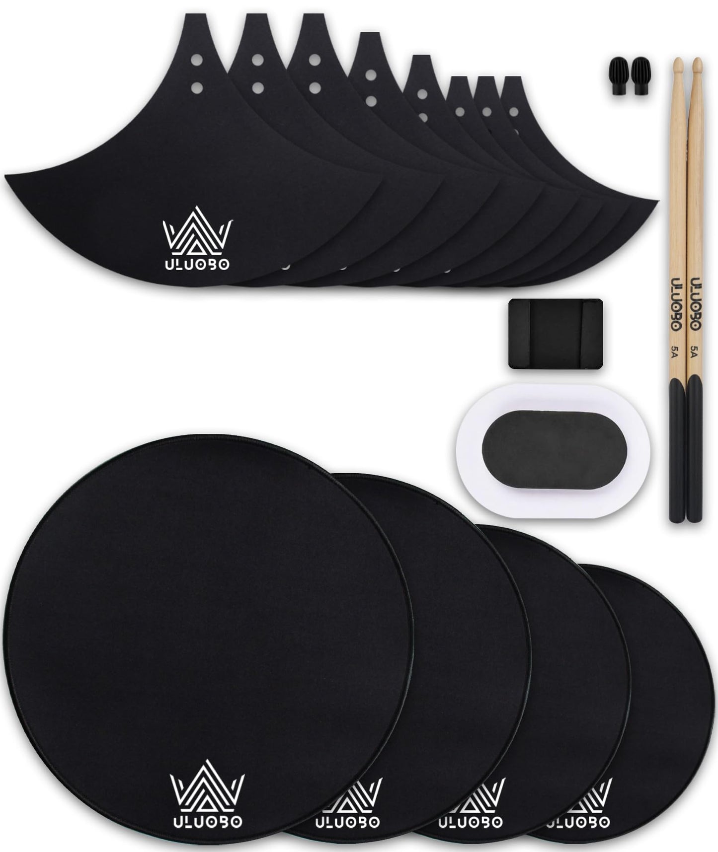 Drum Mute Pads, Drum Silencer Pads Set 16 Pieces with 4-Pcs Drum Dampening Pads and 8-Pcs Cymbal Mufflers Pads
