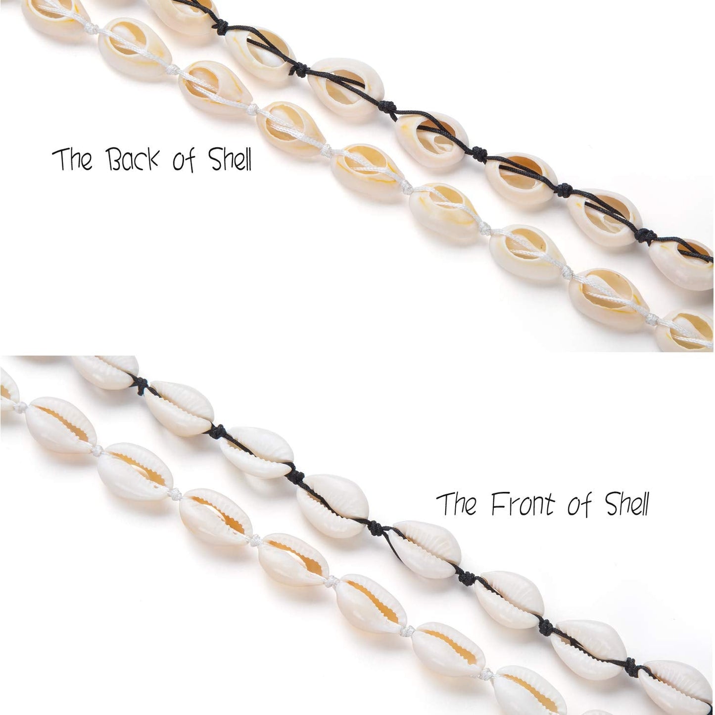 Nackiy Handmade Sea Shell Necklace for Women Summer Adjustable Natural Shell Collar Necklace(Beige Braided Rope)