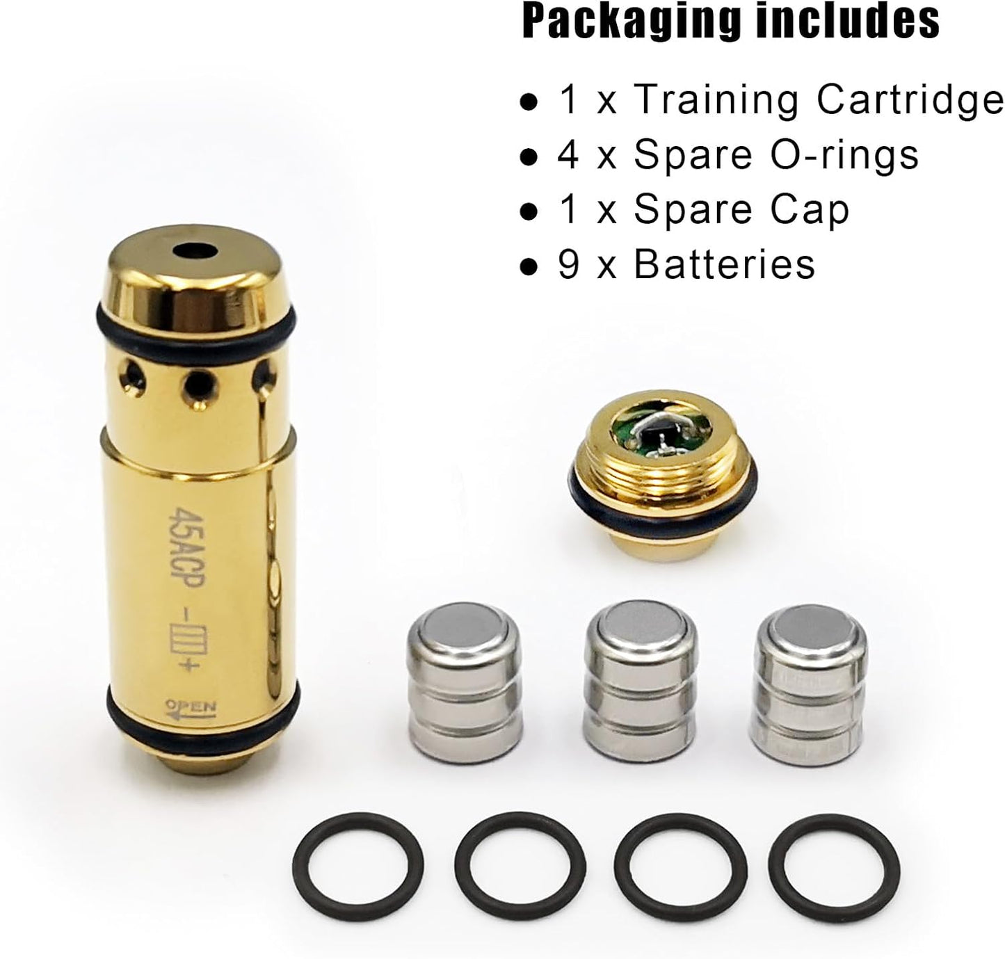 9mm/380ACP/40S&W/45ACP Dry Fire Training Cartridge Integrated Snap Cap for Dry Fire Trainer,Red Dot Beam Bullet with Double O-Ring