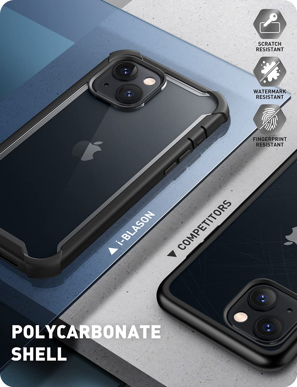 I-Blason Ares Series For Iphone 13 Mini 5G 5.4 Inch (2021 Release), Rugged Clear Bumper Case With Built-In Screen Protector (Bla