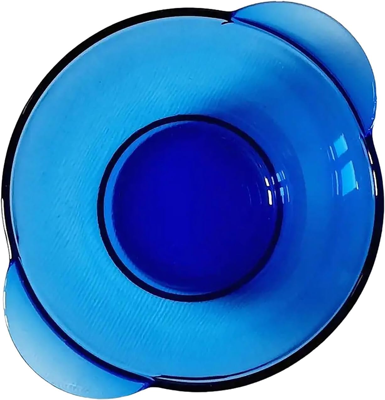 STP GOODS Glass Soup and Salad Bowl with Handles, Cobalt Transparent Glass Eating Plates, Circular Dinnerware for Salad, Bread, Dinner (Blue 4 pcs)