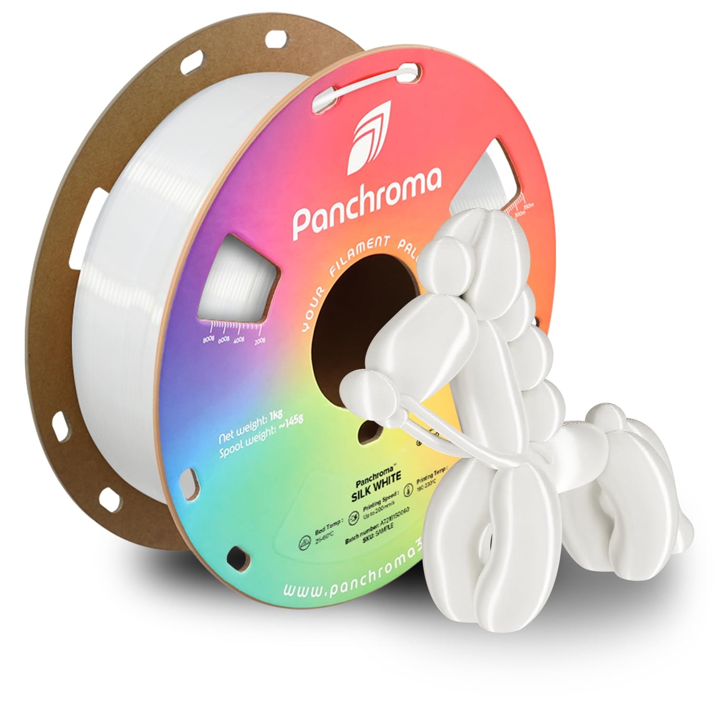 Polymaker Panchroma Silk PLA Filament 1.75mm 1kg, Shiny White, New and Improved Formula, Better Strength, Printing Speed and Clo