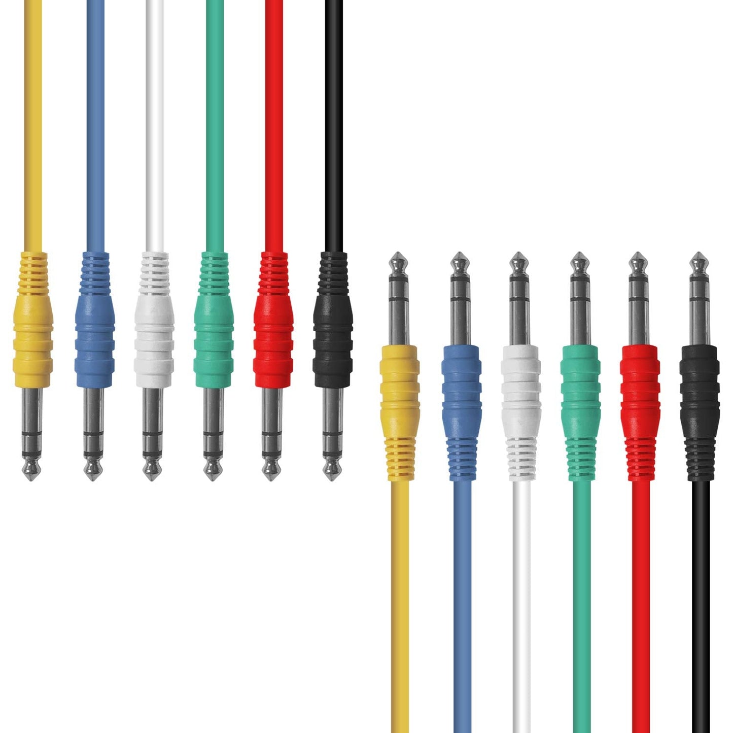 AxcessAbles 3ft 1/4 TRS to 1/4 TRS Multi-Color Balanced Stereo Patch Cables (6-Pack) | Speaker & Studio Patch Cables