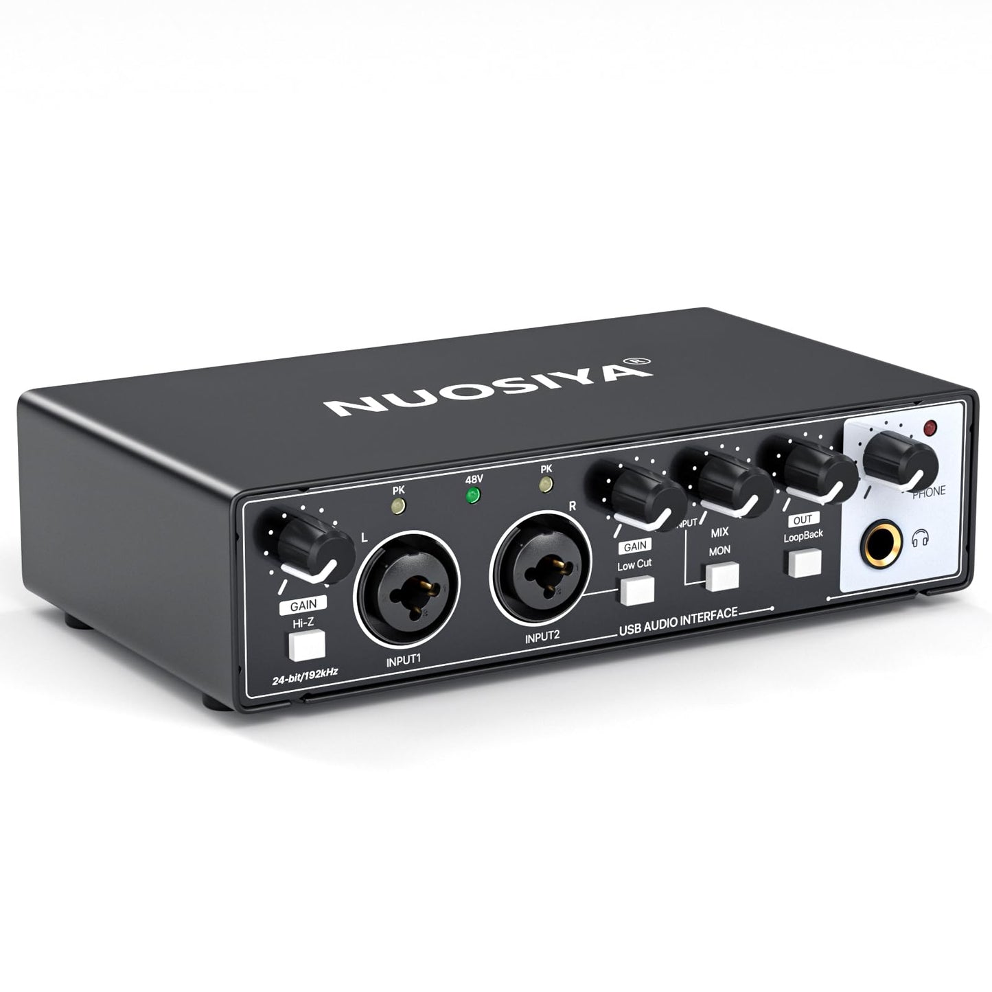 NUOSIYA USB Audio Interface for PC Computer Recording Music, Guitar Audio Interface for Mac 24 Bit/192kHz Podcasting Streaming f