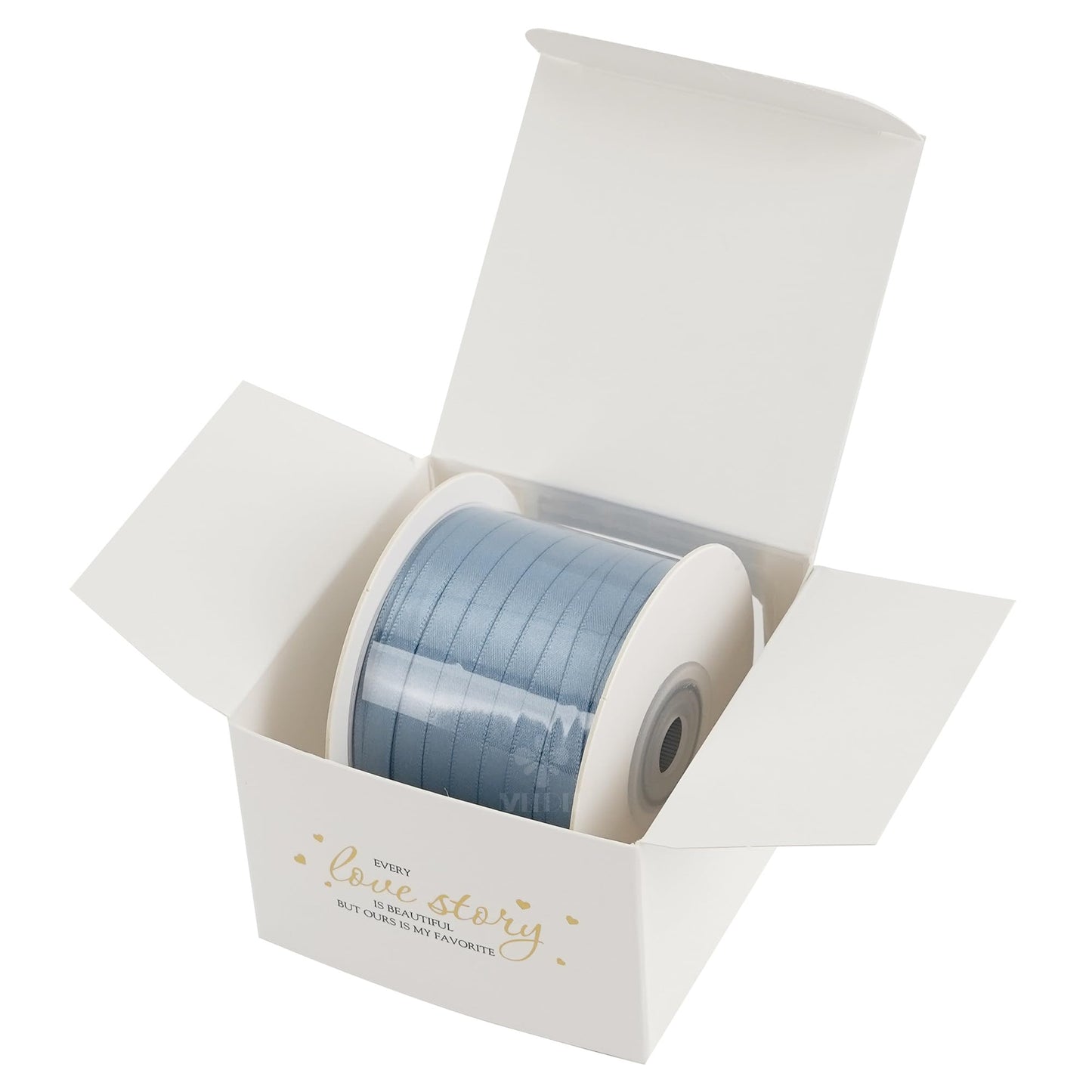 MEEDEE Dusty Blue Satin Ribbon 1/4 Inch Lux Double Sided Satin 100 Yards Spool Blue Thin Ribbon for Crafts, Gift Wrapping, Ornaments, Holiday Decorating, Hair Bow, Wedding, Birthday, Party Supplies