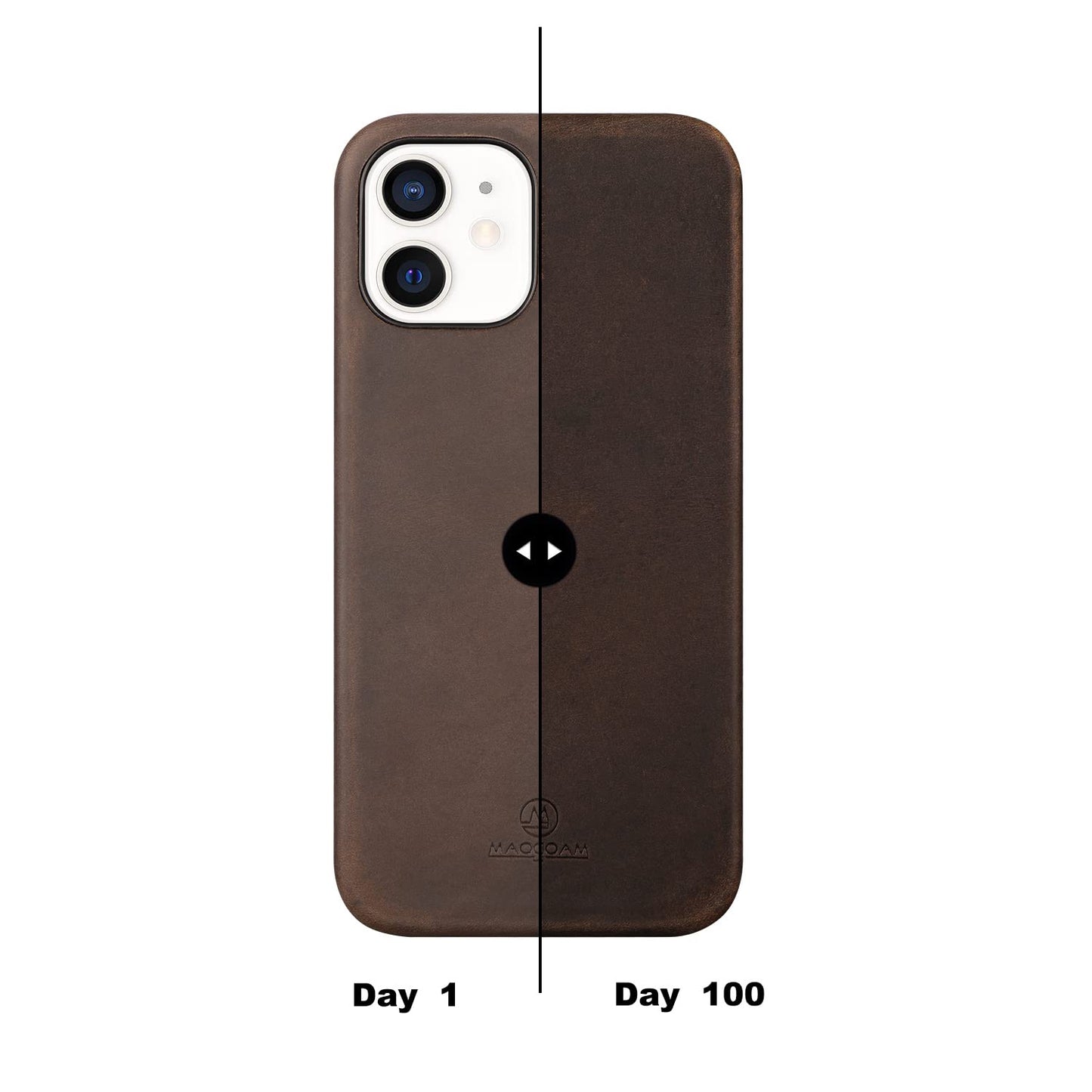 Maogoam For Iphone 12/12 Pro Case Leather, Genuine Crazy Horse Leather Case For Iphone 12/12 Pro,Compatible With Magsafe, Indian