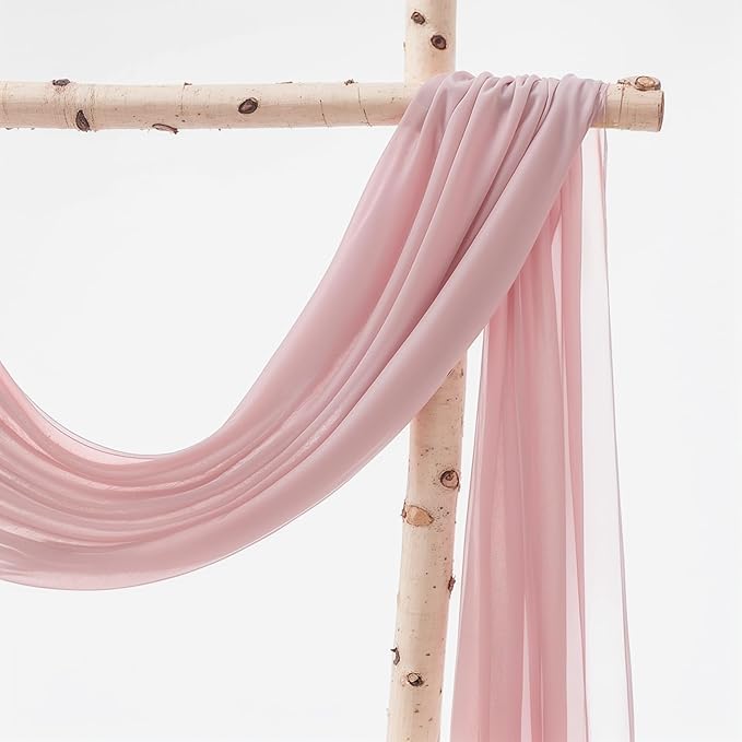 Wedding Arch Draping Fabric, 1 Panel 18FT Dusty Rose Sheer Backdrop Curtain Chiffon Fabric Drapery Voile Scarf Draping Panels for Wedding Archway Ceremony Curtain Valance Party Decoration