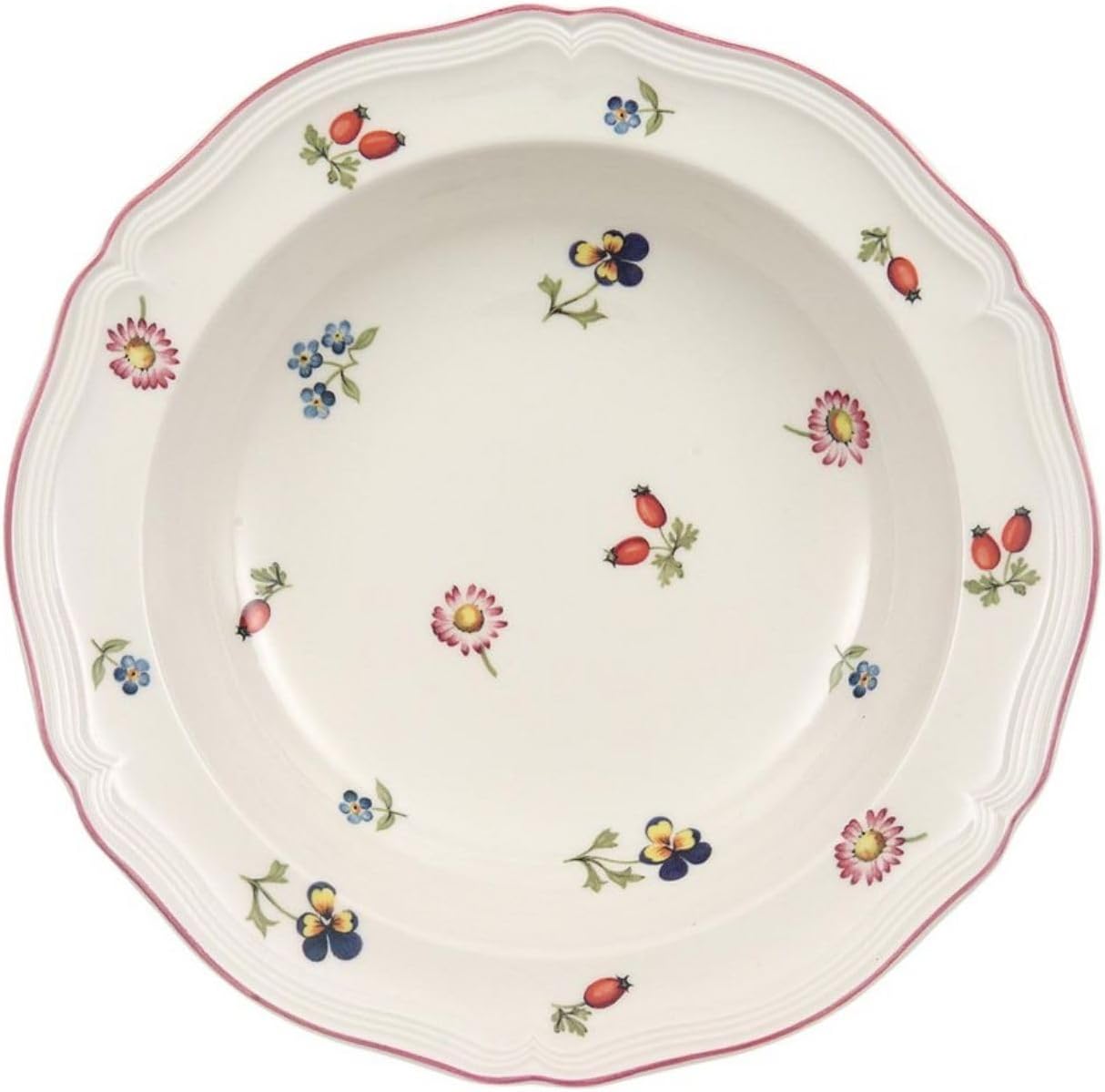 Villeroy & Boch Petite Fleur Salad/Cereal Bowl, Premium Porcelain, Made in Germany, 8 in Diameter, 10 oz Capacity, White/Multicolored