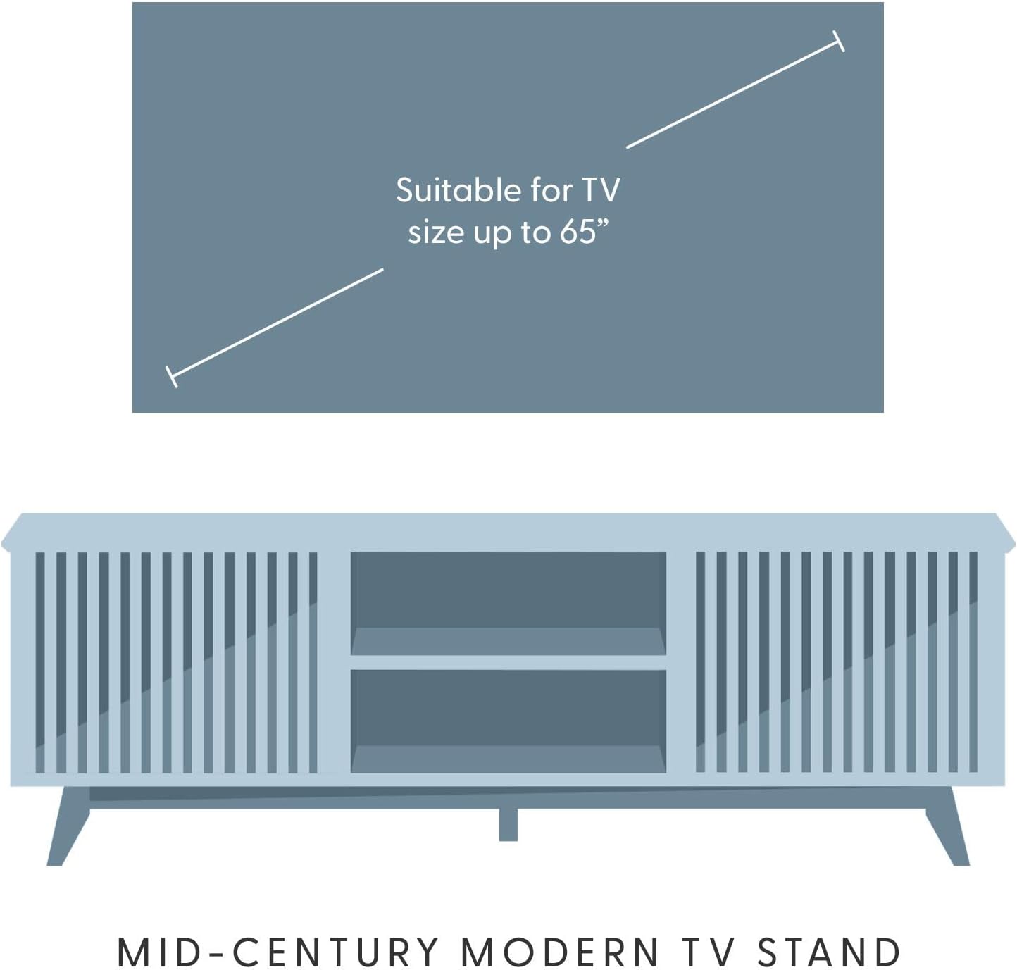 Plank+Beam Mid-Century Modern Wood TV Stand, Solid Wood Entertainment Console with Storage, 59" L x 16" W x 19" H, Walnut