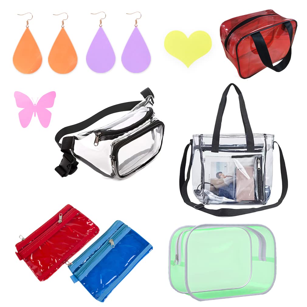 HYANG Green Transparent PVC Super Clear Holographic Vinyl Faux Leather Sheets 1 Roll 12" x 47" (30cm x 120cm) for DIY Bows Earrings Bags DIY Crafts Making