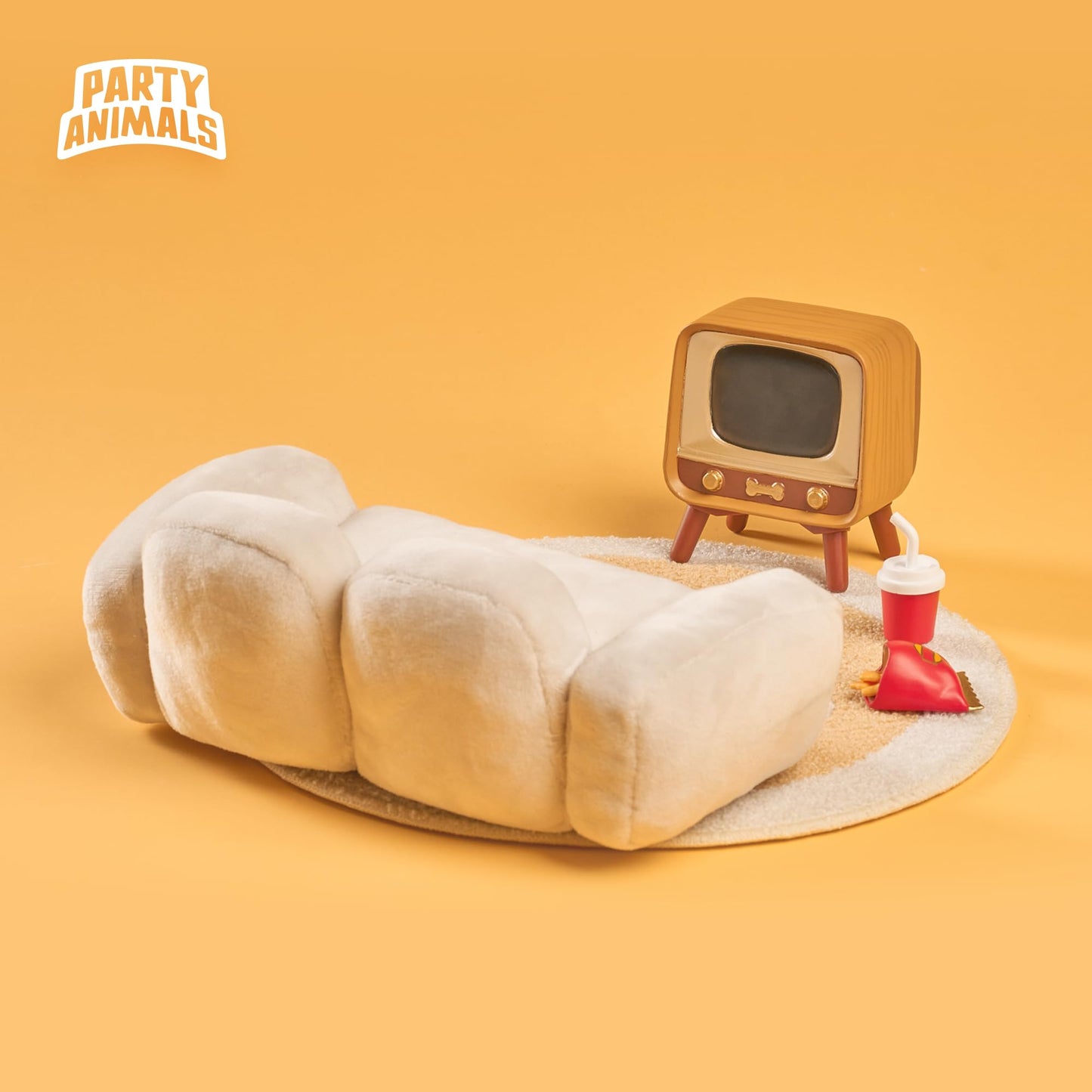 Party Animals Nemo Home Kit Miniature Furniture Set - Includes with Sofa, Carpet, Retro TV, Snacks and Drink Models, 5pcs Dollhouse Furniture Accessories for Figure Display