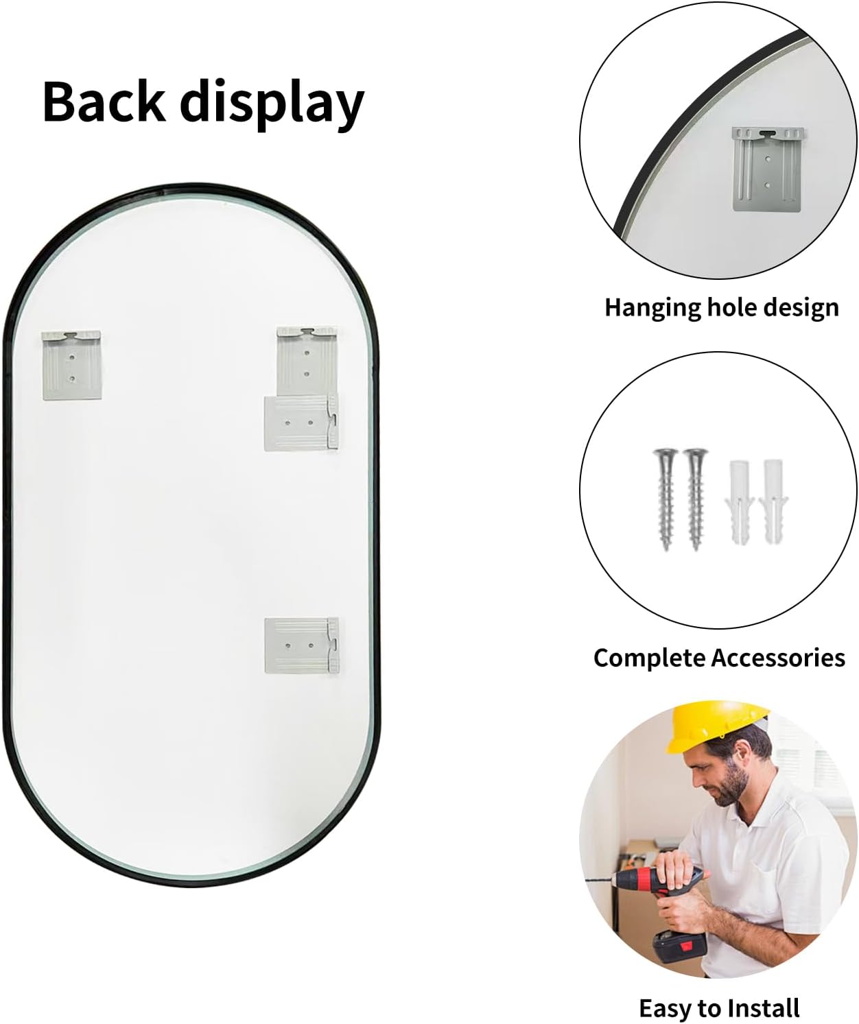 LAIYA 36x22inch Oval Wall Bathroom Mirror with Black Aluminum Frame,Wall Mounted Oval Vanity Mirrors, Explosion-Proof Glass, Waterproof Design, Easy Installation,Horizontally/Vertically