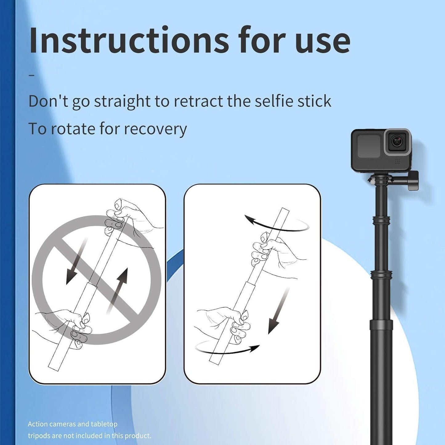 Long Selfie Stick Pole (106"), Extension Carbon Fiber Waterproof Dive Monopod for GoPro Max Go Pro 13 12 11 10 9 8,Insta360 X5 X4 Go3 Ace Pro,DJI Osmo 360 Action 4 5 Pocket 3 Bike Motorcycle Accessory