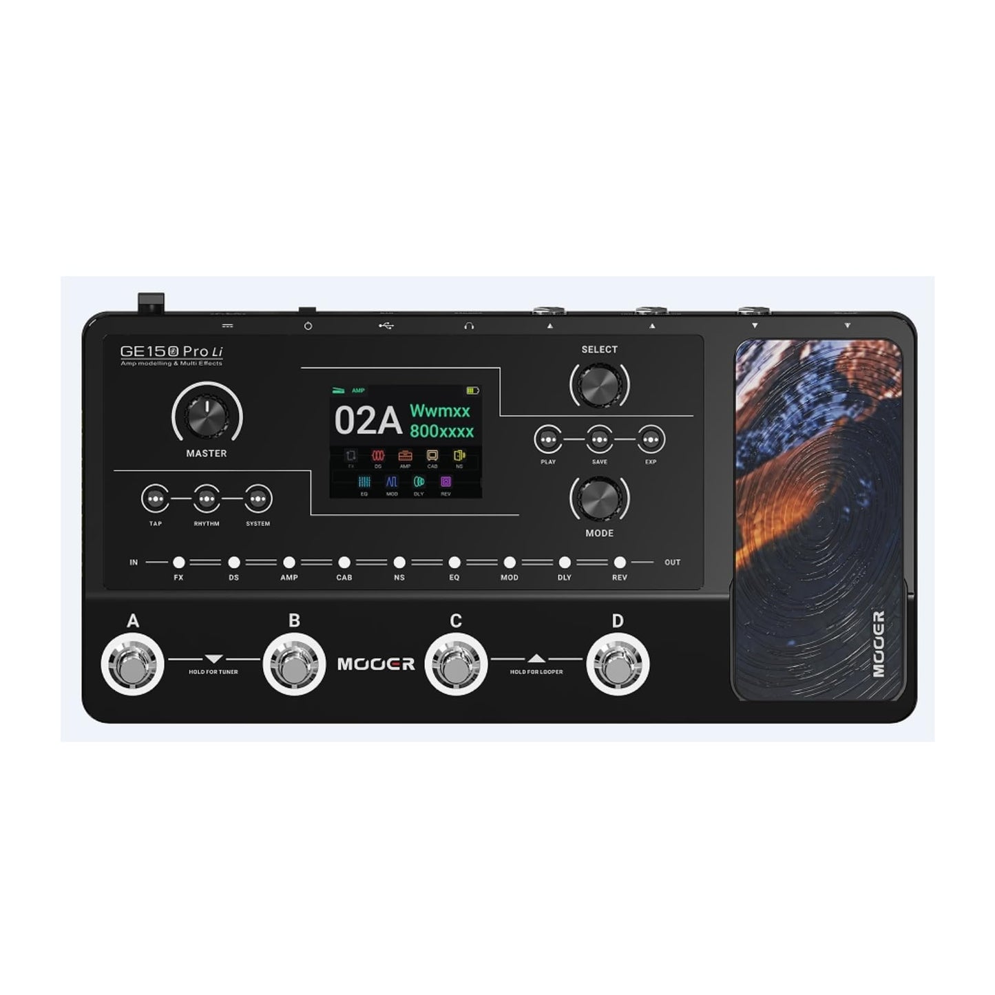 MOOER GE150 Pro Li Black Guitar Multi Effects Processor Preamp Cab Sim Pedalboard 3rd IR Loader Looper Drum Machine