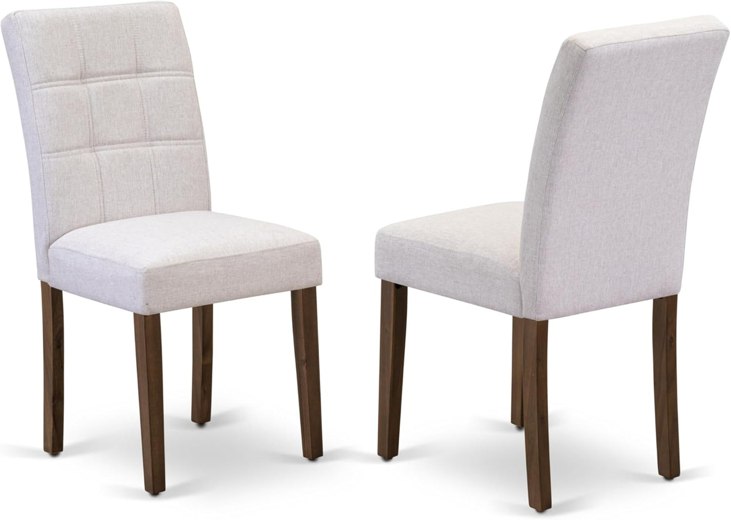 East West Furniture ANAS3-AWA-08 3 Piece Kitchen Dining Table Set contain A Modern Table and 2 Mist Beige Polyester Fabric Upholstered Dining Chairs, Antique Walnut