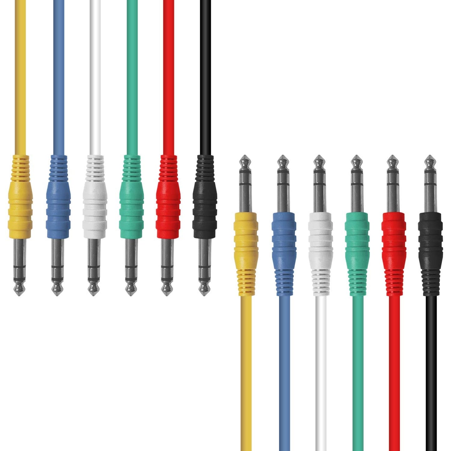 AxcessAbles 10ft 1/4 TRS to 1/4 Balanced Stereo Patch Cables - 6 Pack | 6.35mm TRS Speaker Patch Cords
