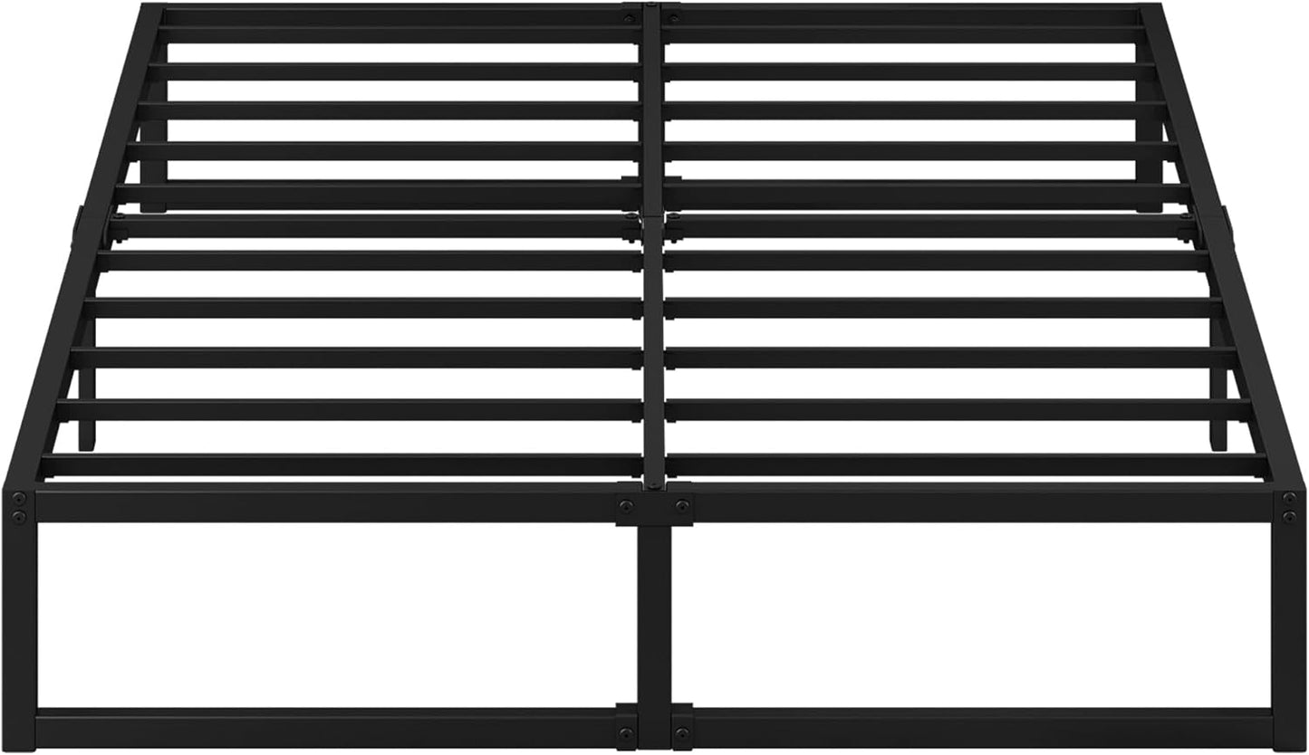 EMODA 12 Inch Queen Bed Frame No Box Spring Needed Heavy Duty Metal Platform BedFrame Queen Size with Steel Slats, Easy Assembly, Black