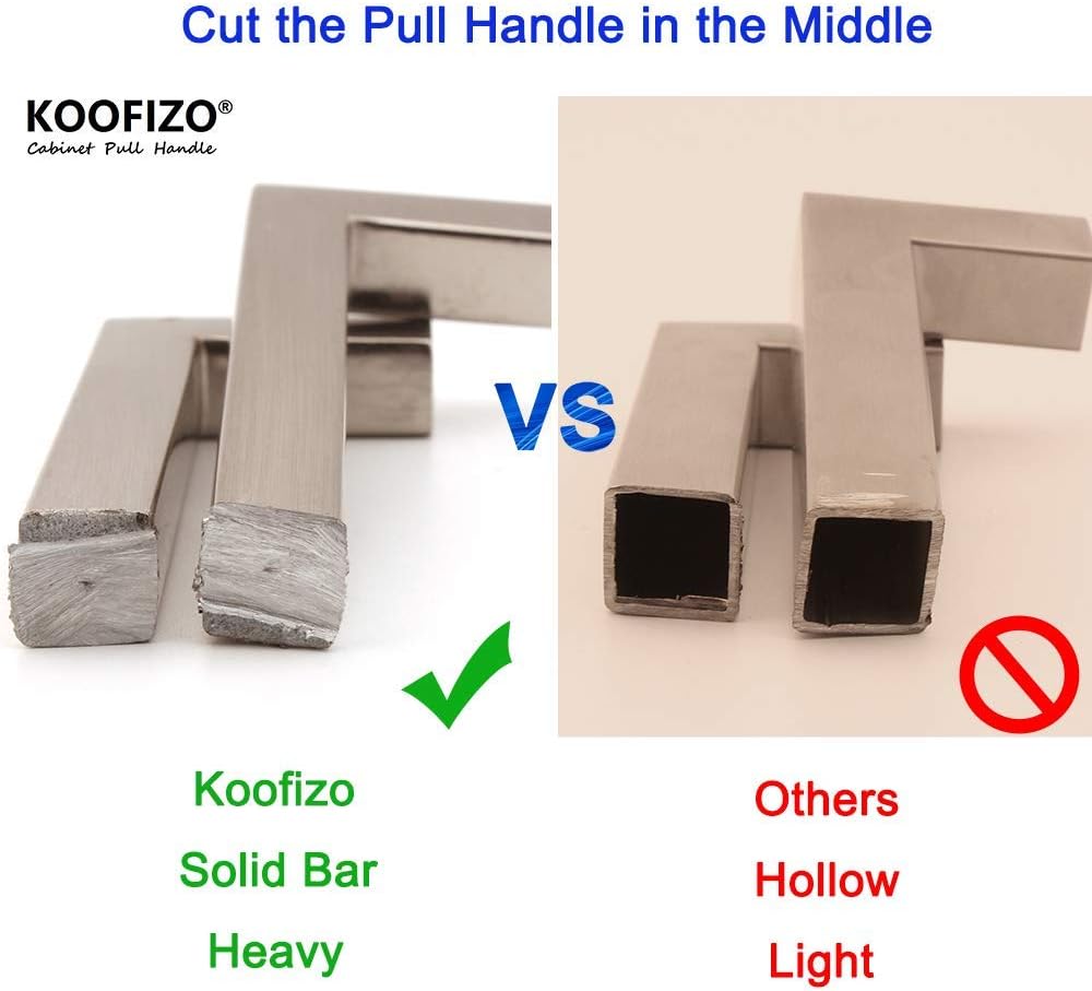 KOOFIZO Solid Square Bar Cabinet Handle - Black Furniture Pull, 12.6 Inch/320mm Screwhole Distance, 1-Piece for Kitchen Cupboard Door, Bedroom Dresser Drawer, Bathroom Wardrobe Hardware