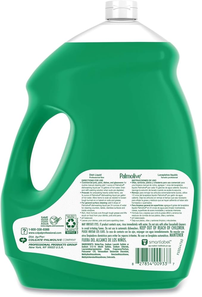 Palmolive Ultra Professional Original Degreaser Dish Soap Refill, 145 Fl Oz, bundled with Heavy Duty Scotch Brite Sponge