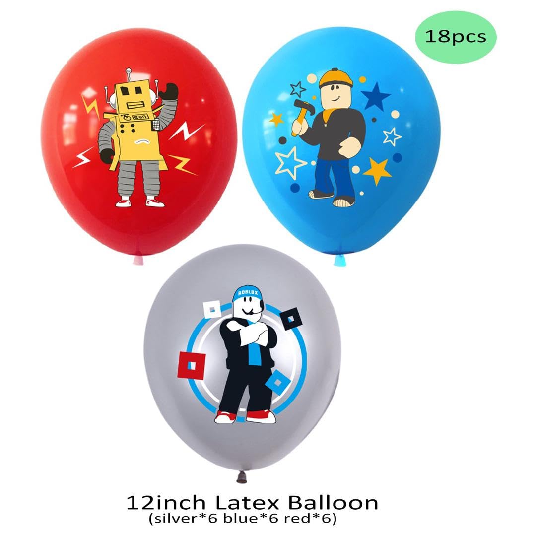 Set 58 Pcs Video Game Birthday Party Decorations Kit, Game Themed Birthday Party Supplies for Gamer Fans Cake Cupcake Topper Banner Balloons