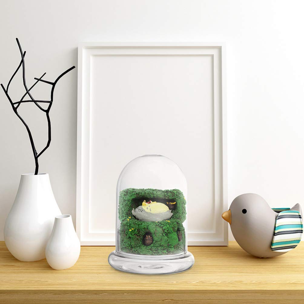 2pcs Cloche Glass Dome with Air Hole and Base, Clear Glass Terrarium Plants Bell Jar Humidity Dome for Smallplants, Home Indoor Tabletop Decoration (No Plants)