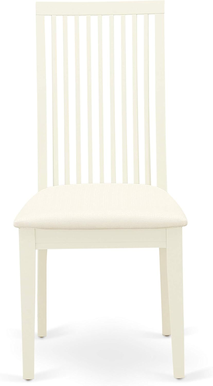 East West Furniture DLIP5-WHI-C 5 Piece Kitchen Table & Chairs Set Includes a Round Dining Table with Dropleaf and 4 Linen Fabric Dining Room Chairs, 42x42 Inch, Linen White