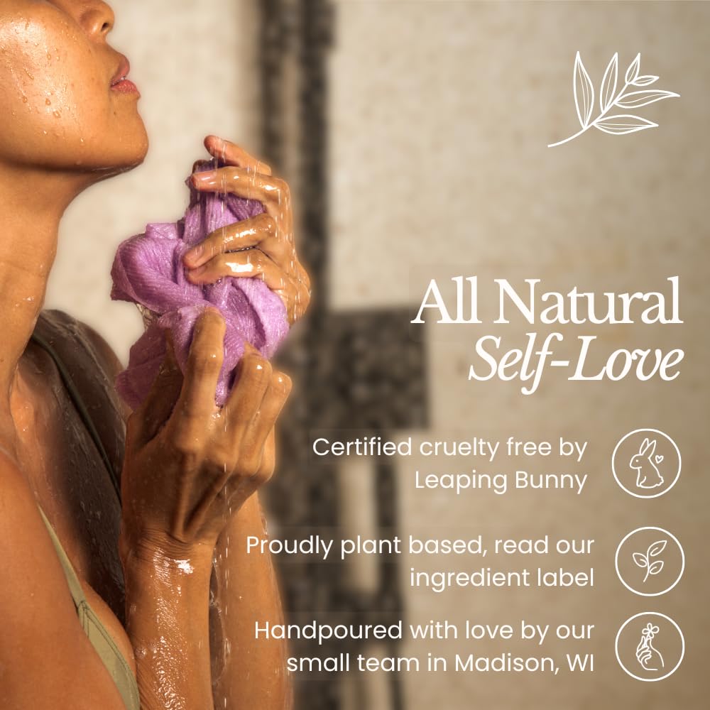 Bare Botanics Body Scrub 24 oz - Naturally Scented Salt Scrub Made in Madison WI - Formulated w/Skin Loving Moisturizers - Cruelty Free Exfoliator w/a Cute Wooden Spoon - Himalayan Lavender Citrus