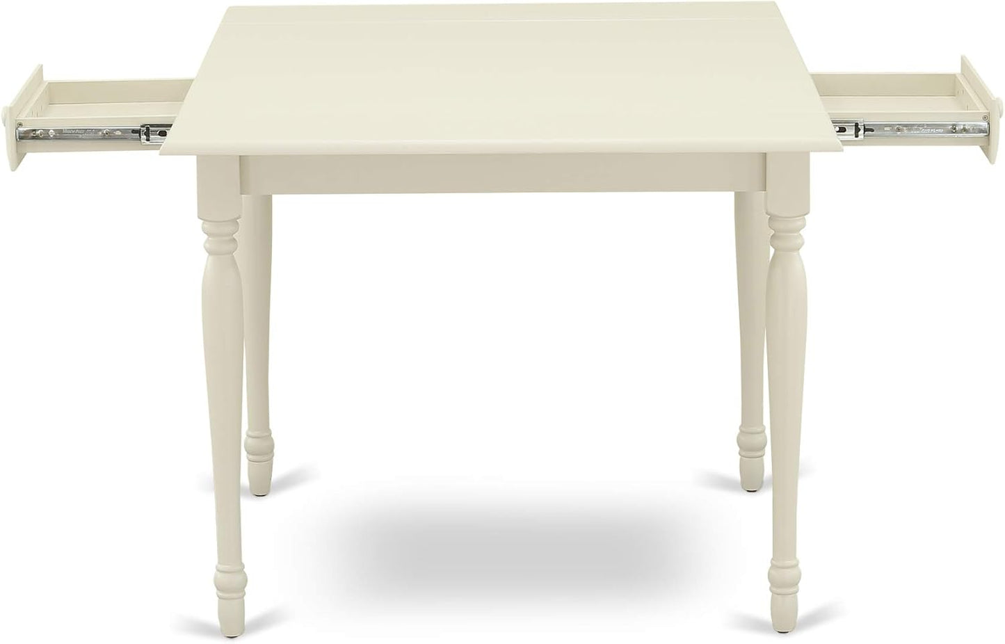 East West Furniture MZLA3-LWH-06 3 Piece Kitchen Table & Chairs Set Contains a Rectangle Dining Table with Dropleaf and 2 Shitake Linen Fabric Upholstered Chairs, 36x54 Inch, Linen White