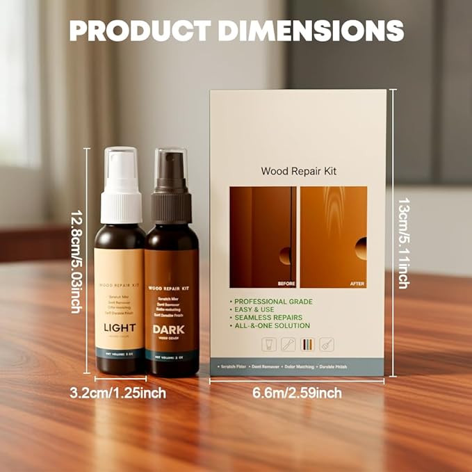Wood Furniture Repair Kit,2026 New Wood Floor Scratch Repair for Wooden Cabinet, Floor, Door,Surfaces Wood Filler Paint (Brown 2Set)